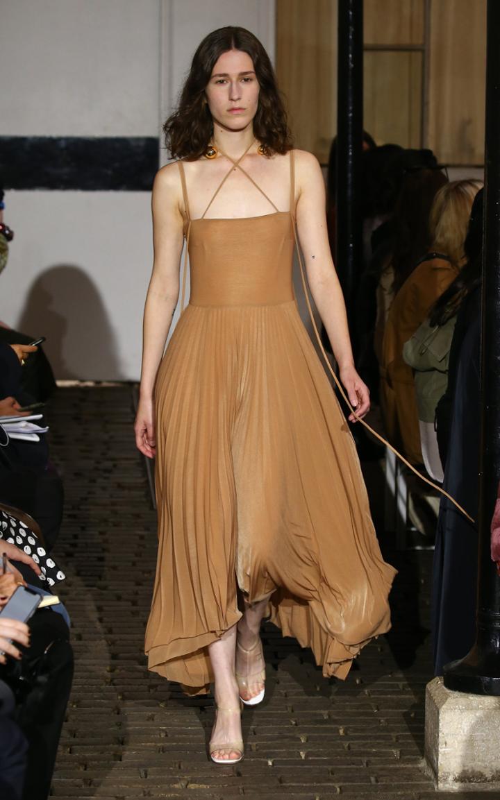 A.w.a.k.e. Evening Maya Pleated Chiffon Dress