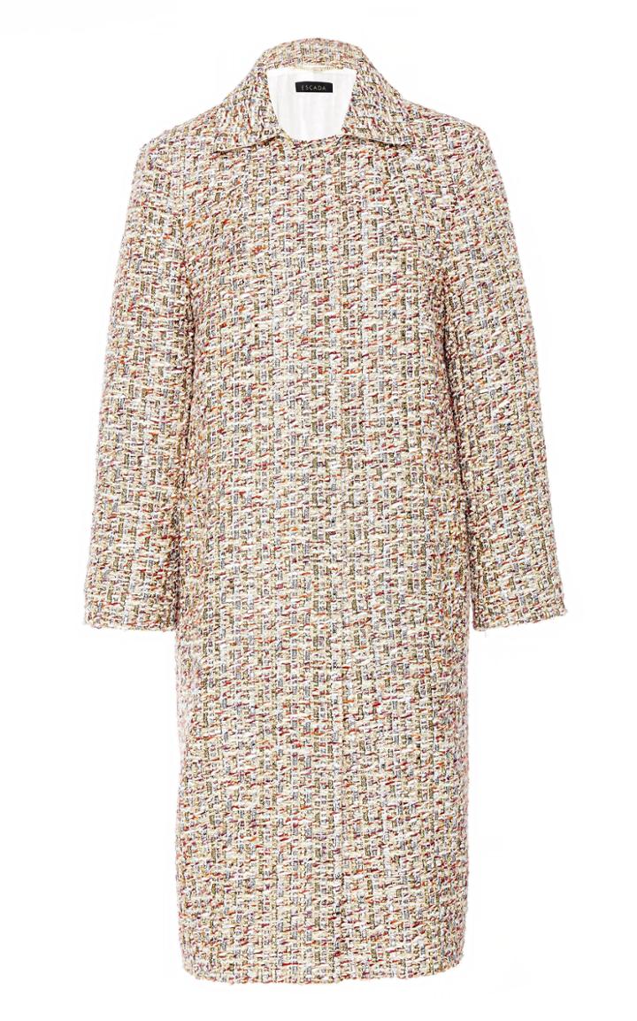 Escada Meti Tweed Cutaway Collar Coat