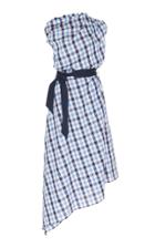 Martin Grant Asymmetrical Checked Cotton-linen Midi Dress