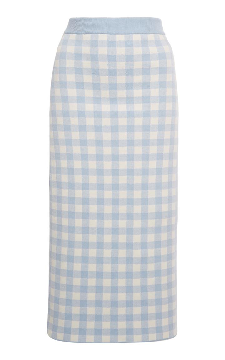 Moda Operandi Alessandra Rich Gingham Cotton Knitted Midi Skirt