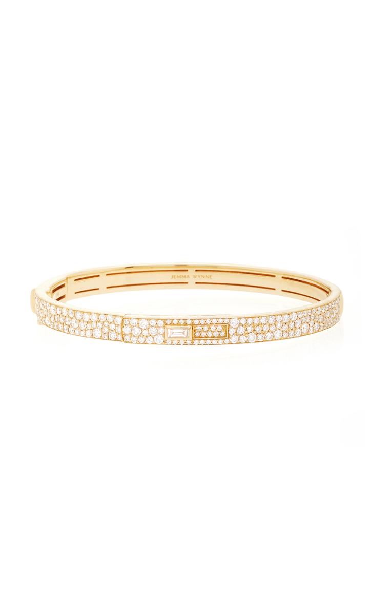 Jemma Wynne 18k Yellow Gold Pave Cuff With Keyhole Lock