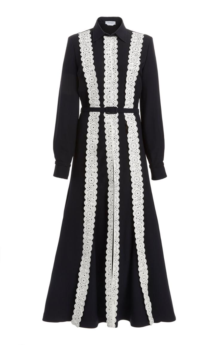 Moda Operandi Gabriela Hearst Kari Silk-wool Striped Lace Detail Dress