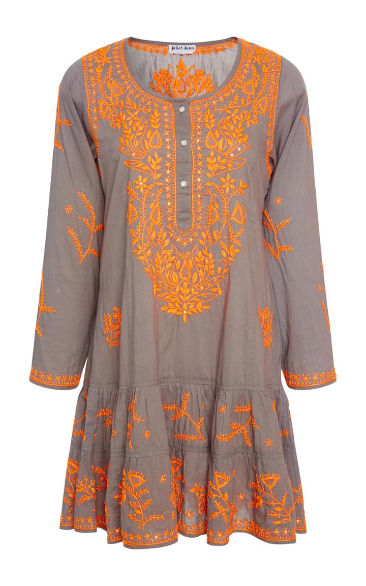 Juliet Dunn Embroidered Cotton Dress