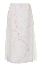 Marina Moscone Embroidered Silk-blend Chiffon Midi Skirt