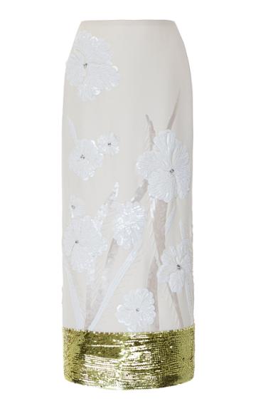Moda Operandi Valentino Embroidered Sequined Maxi Skirt Size: 36