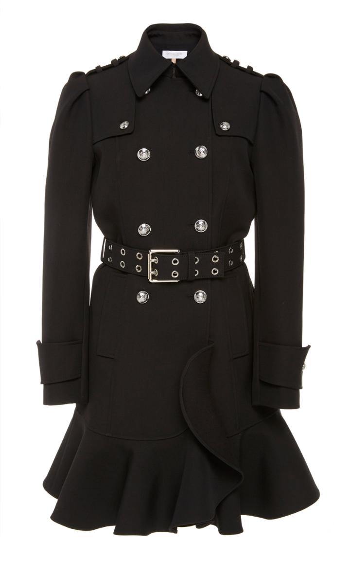 Michael Kors Collection Ruffled Wool-cotton Trench Coat
