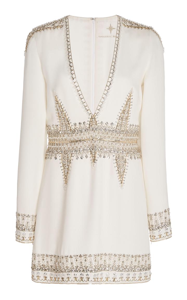 Moda Operandi Cucculelli Shaheen Geo Borders Embroidered Silk Mini Dress