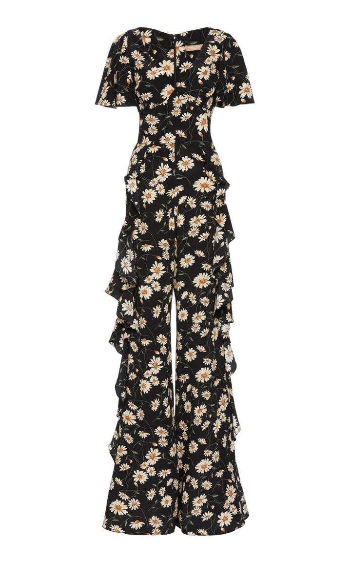 Michael Kors Collection Ruffled Floral-print Silk-crepe Jumpsuit
