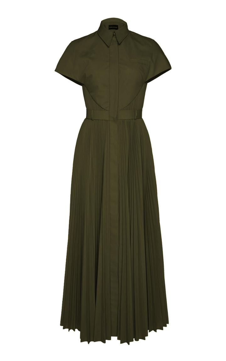 Brandon Maxwell M'o Exclusive Pleated Poplin Shirt Dress