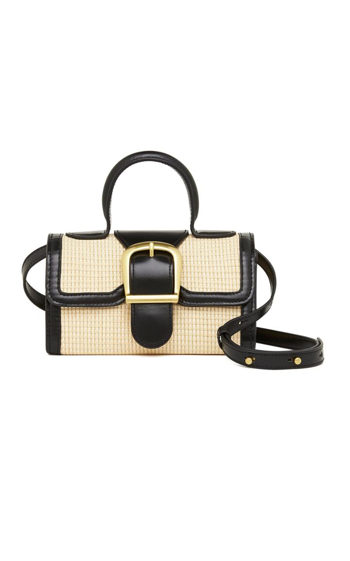 Moda Operandi Rylan Mini Two-tone Rattan And Leather Shoulder Bag