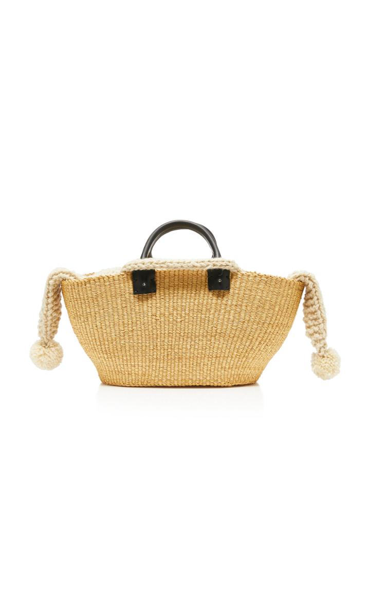 Muun Giorgio Leather-trimmed Crochet-knit And Straw Tote