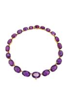 Fred Leighton One-of-a-kind Antique Yellow Gold Oval Amethyst Riviere Necklace