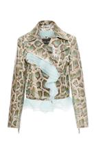 Georgine Dree Python Ruffle Moto Jacket
