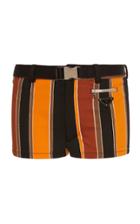 Prada Diagonale Baiadera Striped Belted Swim Shorts