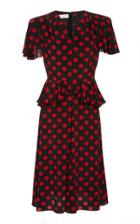 Michael Kors Collection Large Polka-dot Peplum Silk Dress