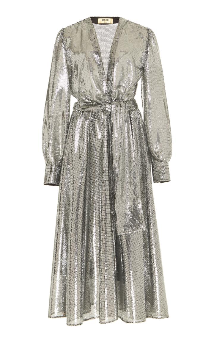 Msgm Sequin Pleated Dress