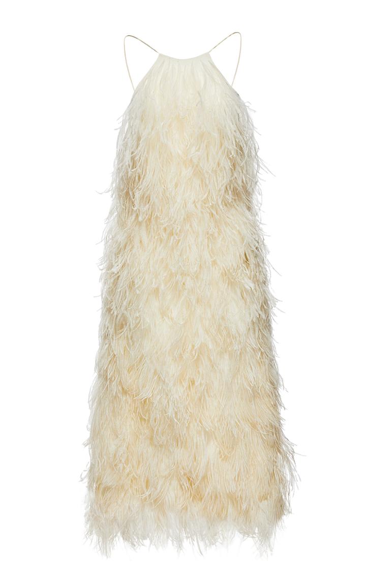 Magda Butrym Kunduz Feather-embellished Silk Dress