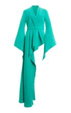 Safiyaa Exclusive Belted Draped Crepe Peplum Top