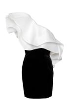 Alexandre Vauthier Ruffled One Shoulder Silk Dress
