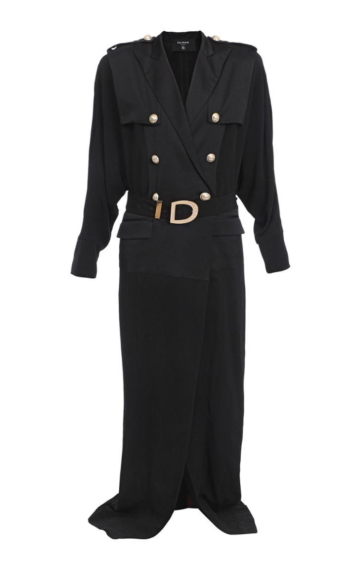 Balmain Belted Double-breasted Crepe Trench