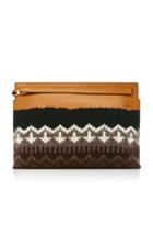 Loewe T Pouch Knit Leather Clutch Bag