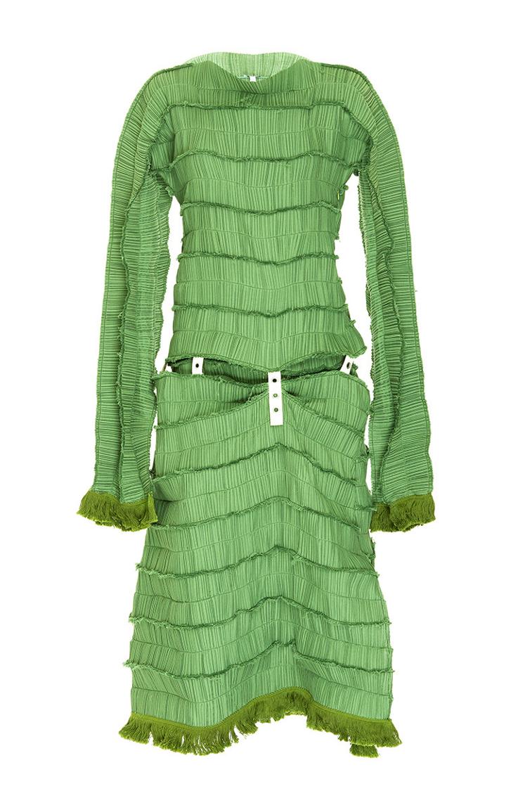 Loewe Micro Pleated Long Sleeve Dress