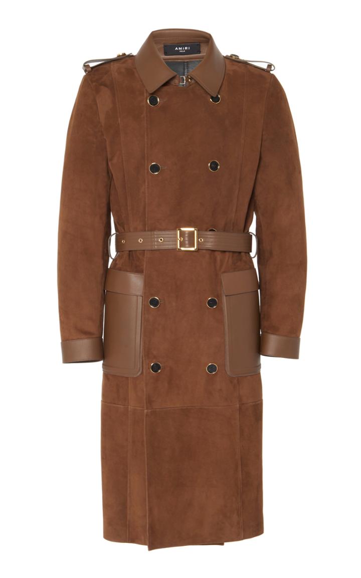 Moda Operandi Amiri Suede Leather Trench Coat
