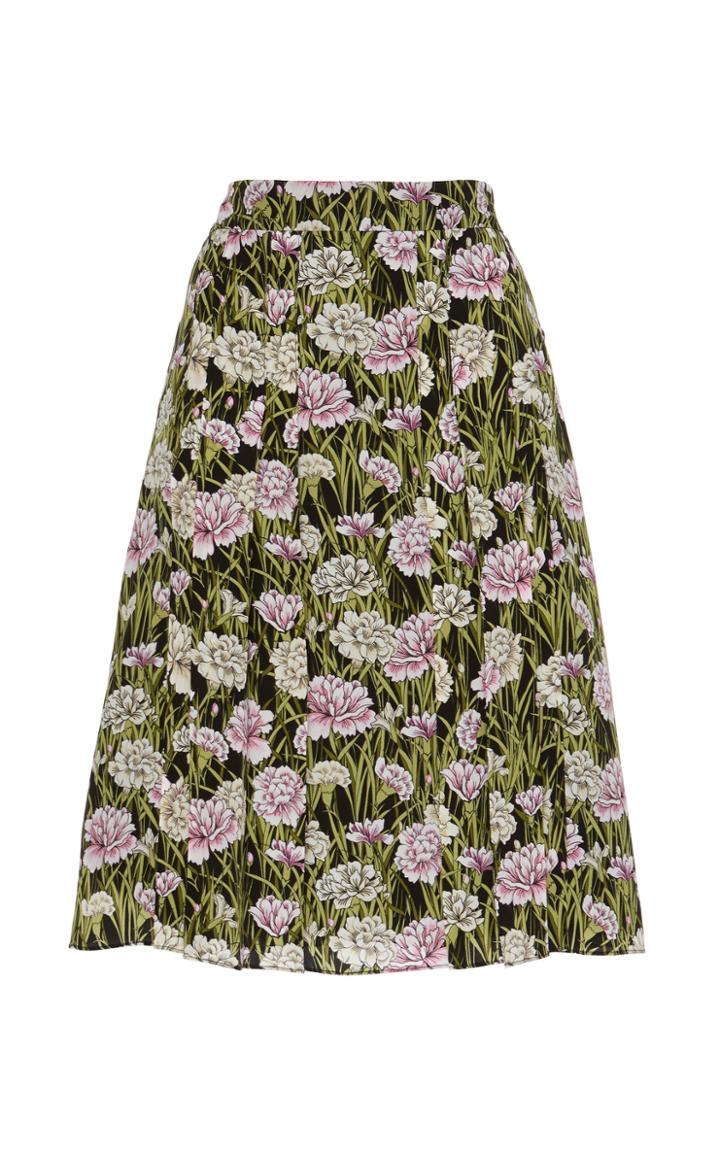 Giambattista Valli Floral-printed Silk Skirt