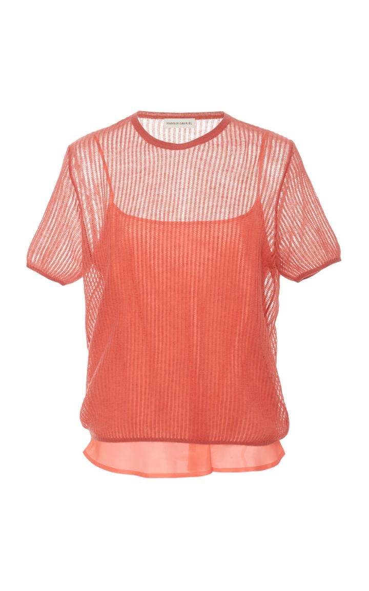 Mansur Gavriel Short-sleeve Open Knit Sweater