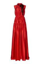 Roksanda Giona Tie-detailed Tiered Silk-satin Gown