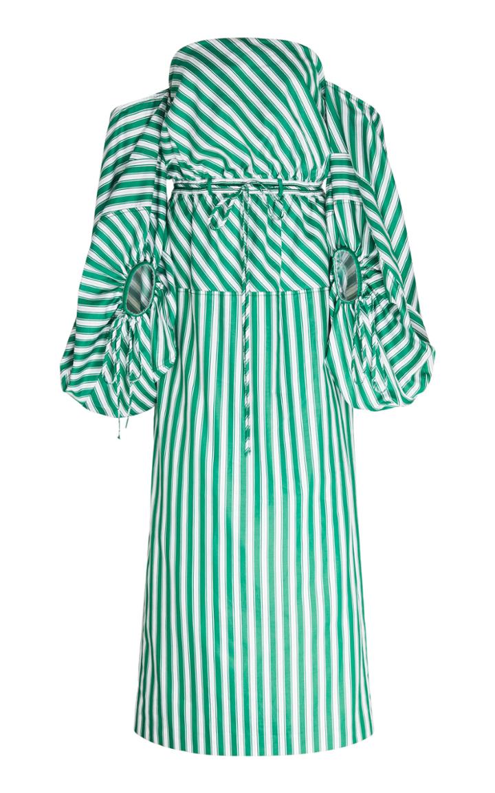 Moda Operandi Rosie Assoulin Puffed Sleeve Cold-shoulder Cotton Dress Size: 2
