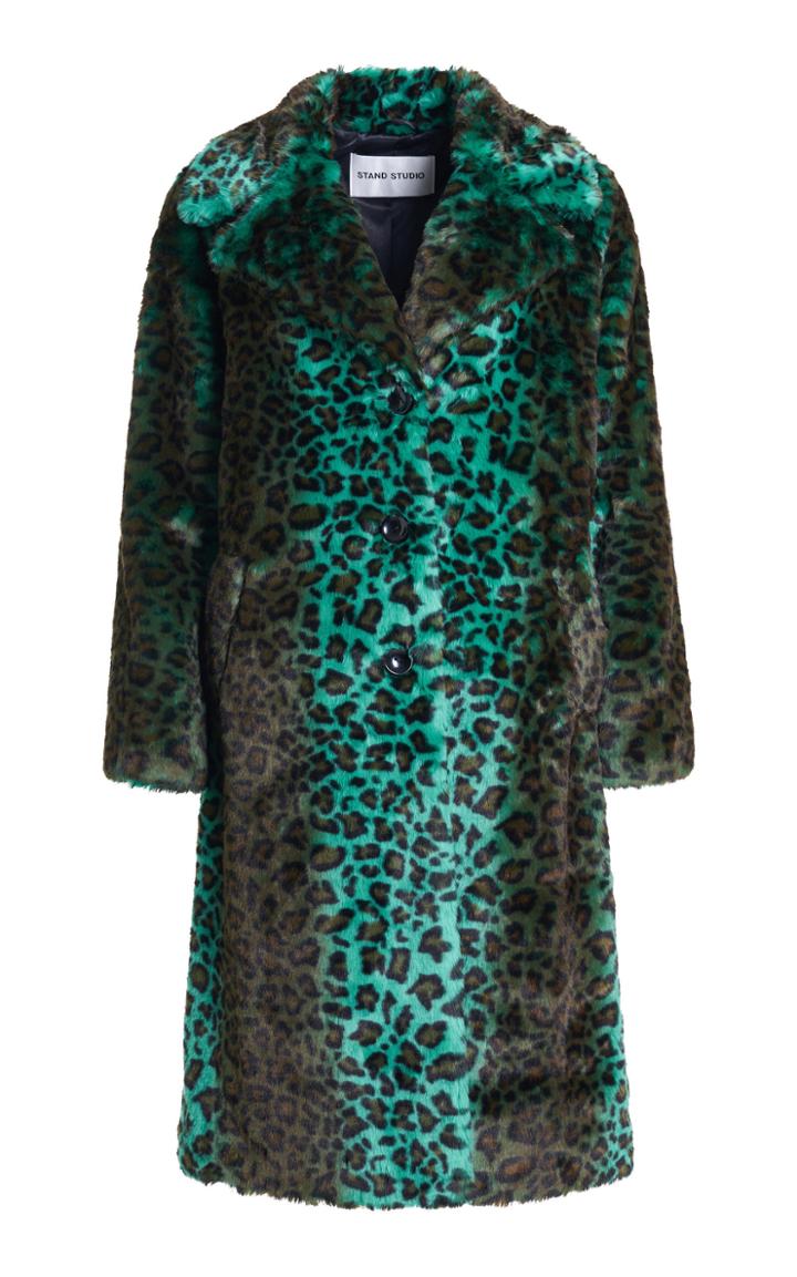 Stand Studio Fanny Leopard-print Faux Fur Coat Size: 34