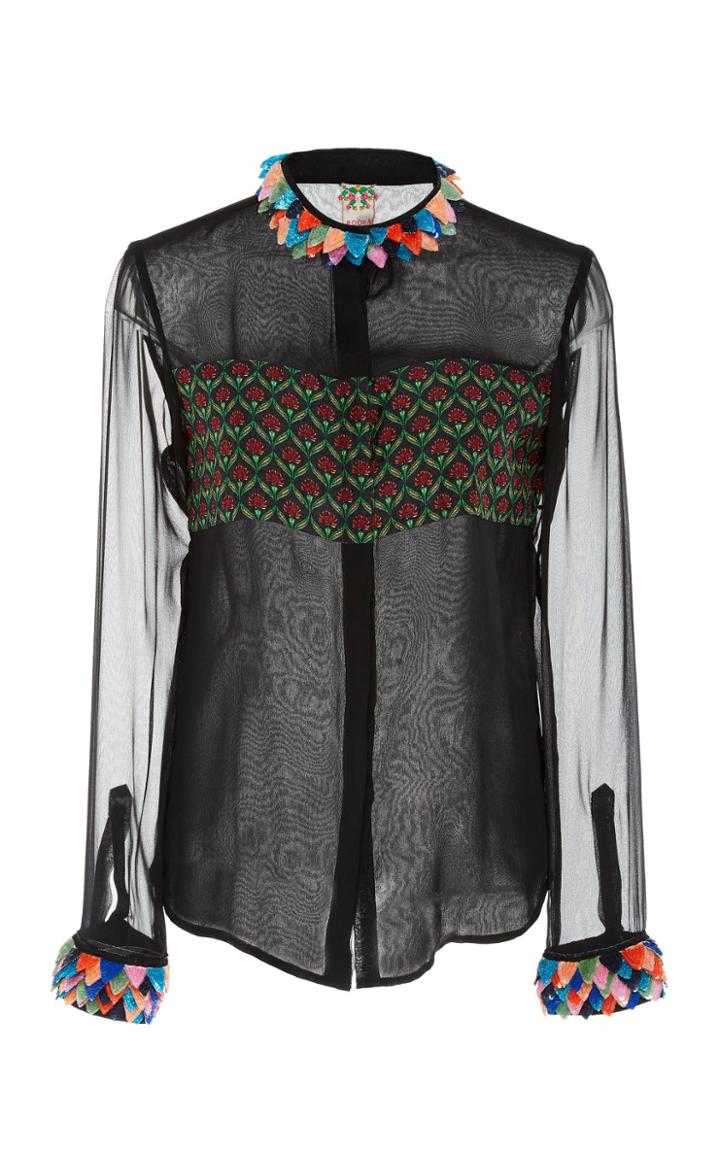 Roopa Hasri Silk Georgette Print And Embroidered Shirt