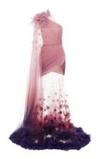 Moda Operandi Pamella Roland Ombr Floral-embellished Double-layered Tulle Gown Size