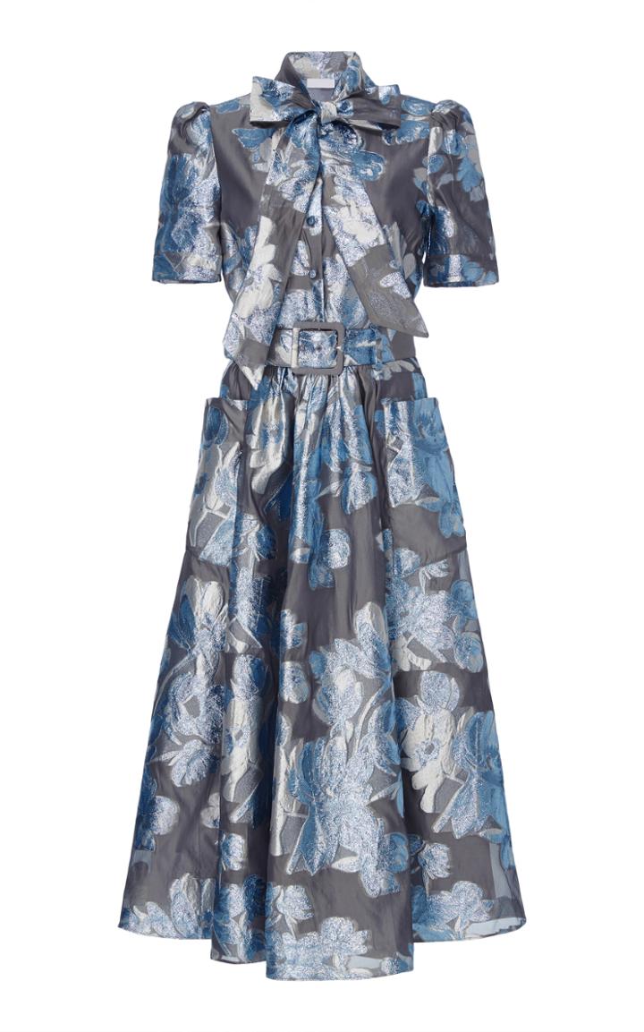 Co Metallic Fil Coupe Midi Dress