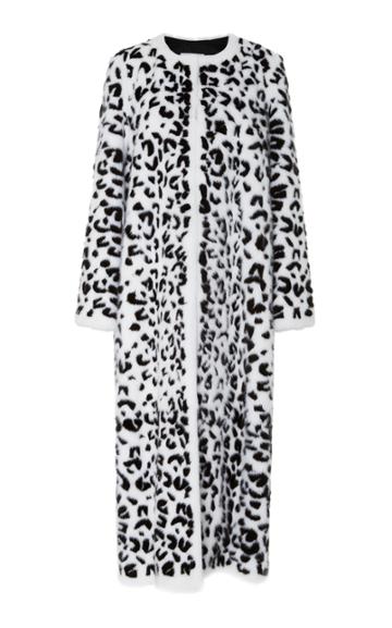 Carolina Herrera Leopard Intarsia Fur Coat