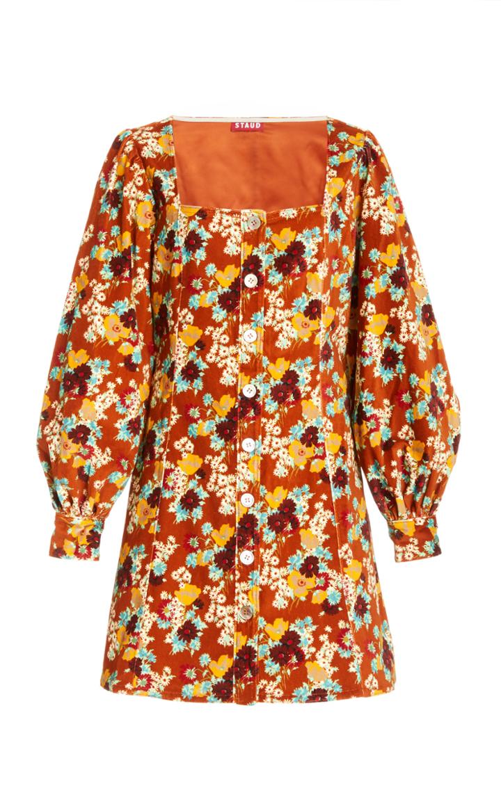 Staud Chandler Floral Velvet Dress