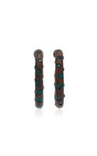 Moda Operandi Oscar De La Renta Large Wood & Crystal Hoop Earring