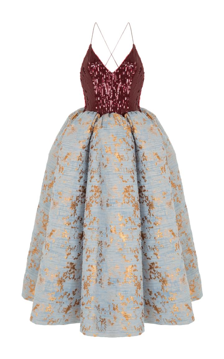 Rasario Sequin Jacquard Midi Dress