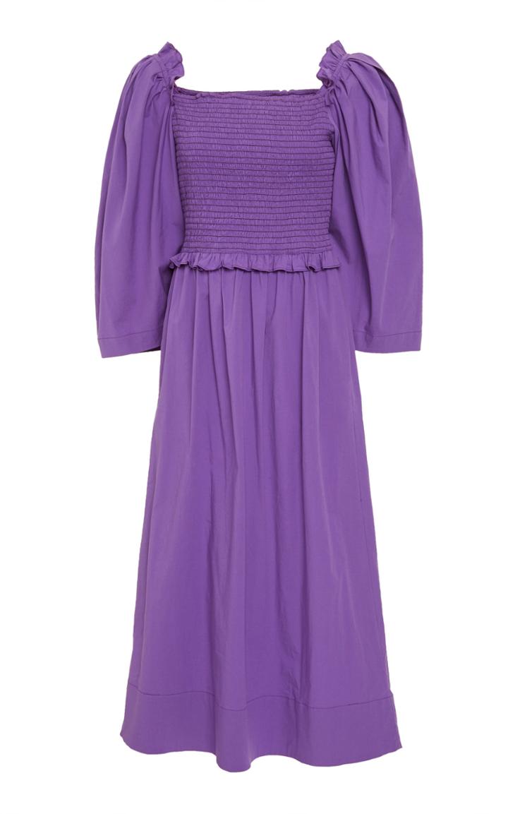 Moda Operandi Sea Tabitha Smocked Cotton Midi Dress Size: 0