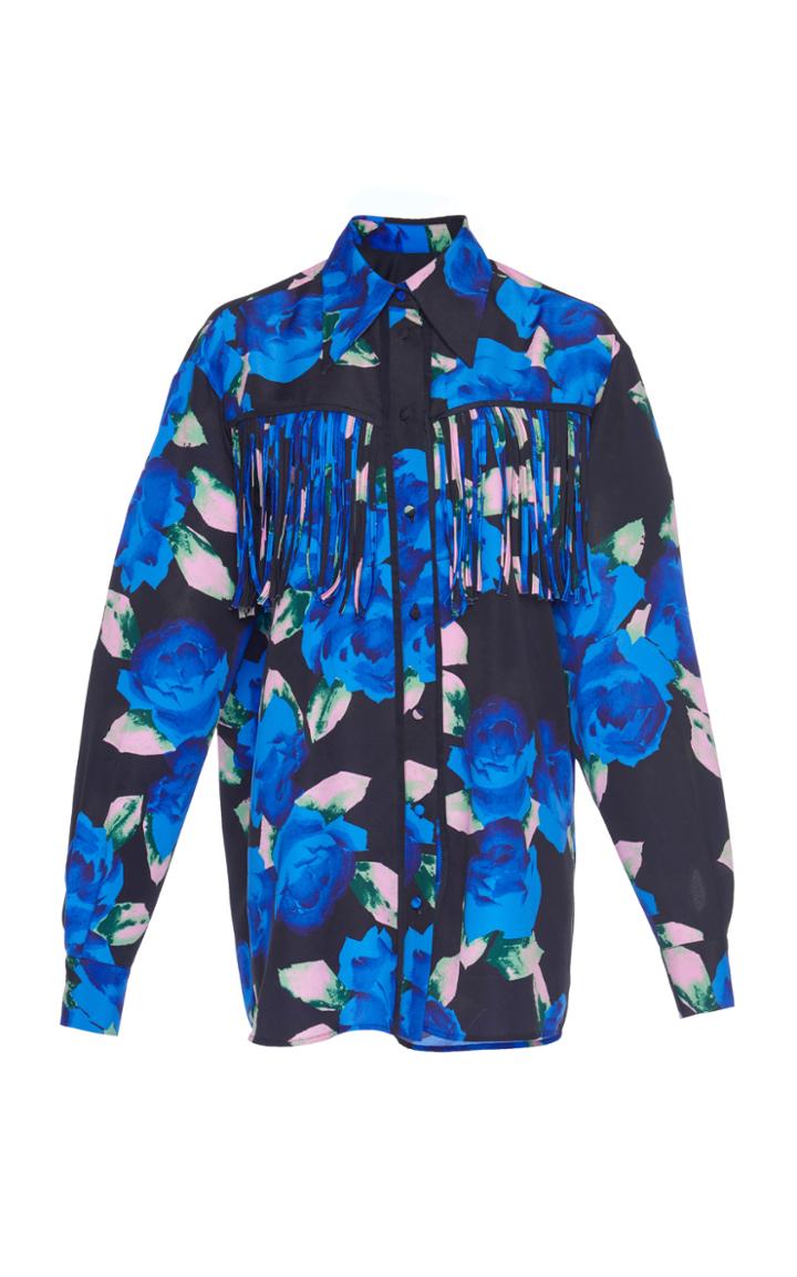 Msgm Fringed Floral Shirt