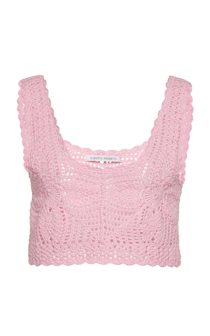 Alberta Ferretti Crochet Cotton Cropped Top