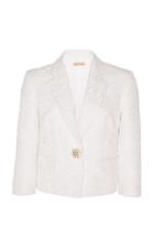 Michael Kors Collection Floral Gem Button Cotton-blend Jacket
