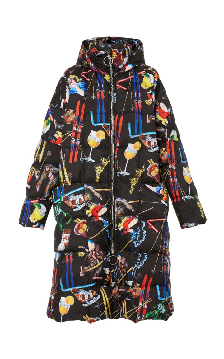 Ienki Ienki Pyramide Hooded Printed Long Coat