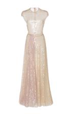 Sandra Mansour Atlas Beaded Tulle Gown