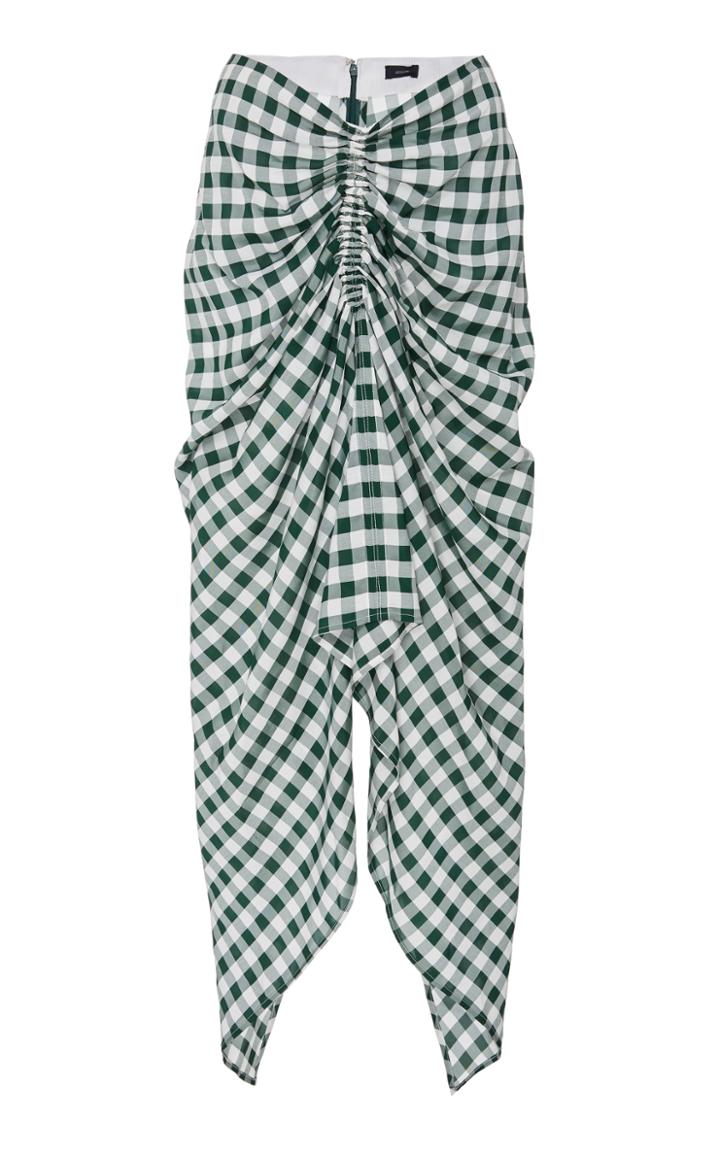 Joseph Gingham Jacquard Ruffled Front Midi Skirt