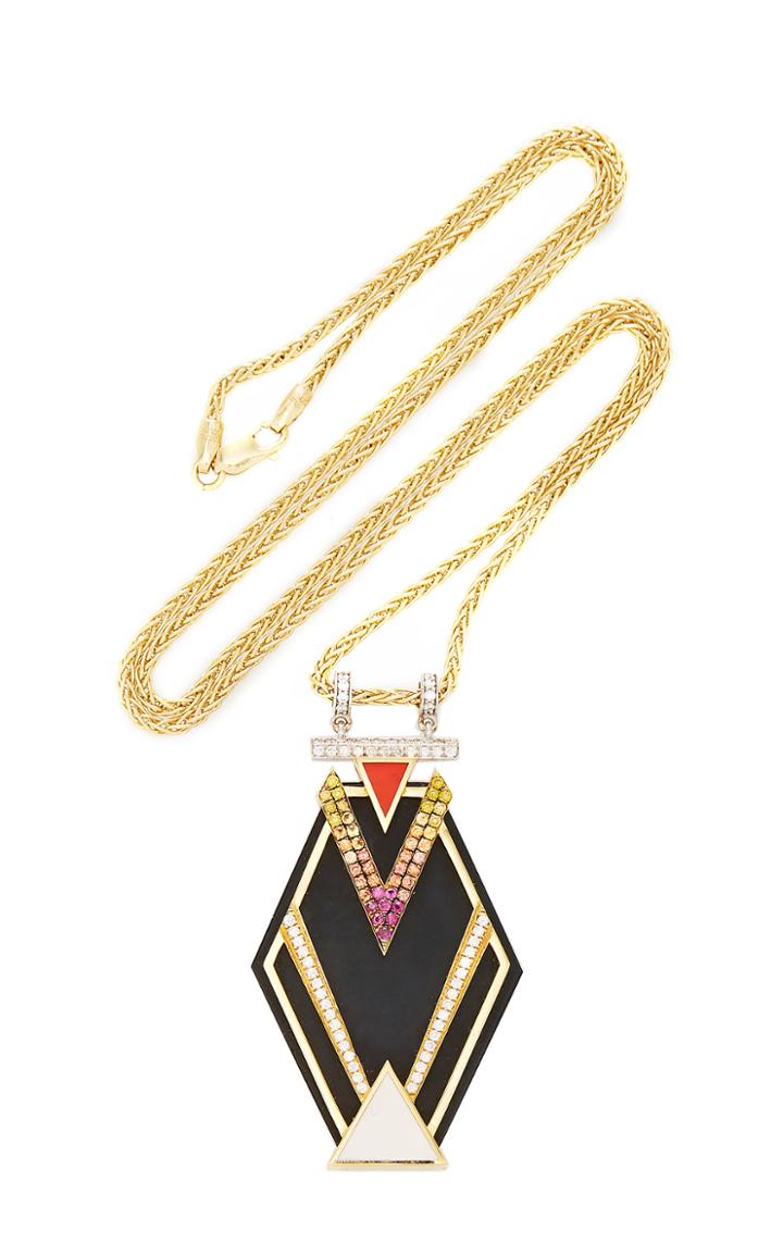 Moda Operandi Ele Karela 18k Gold, Enamel And Multi-stone Necklace