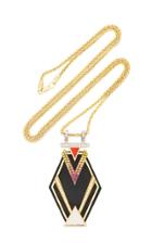 Moda Operandi Ele Karela 18k Gold, Enamel And Multi-stone Necklace