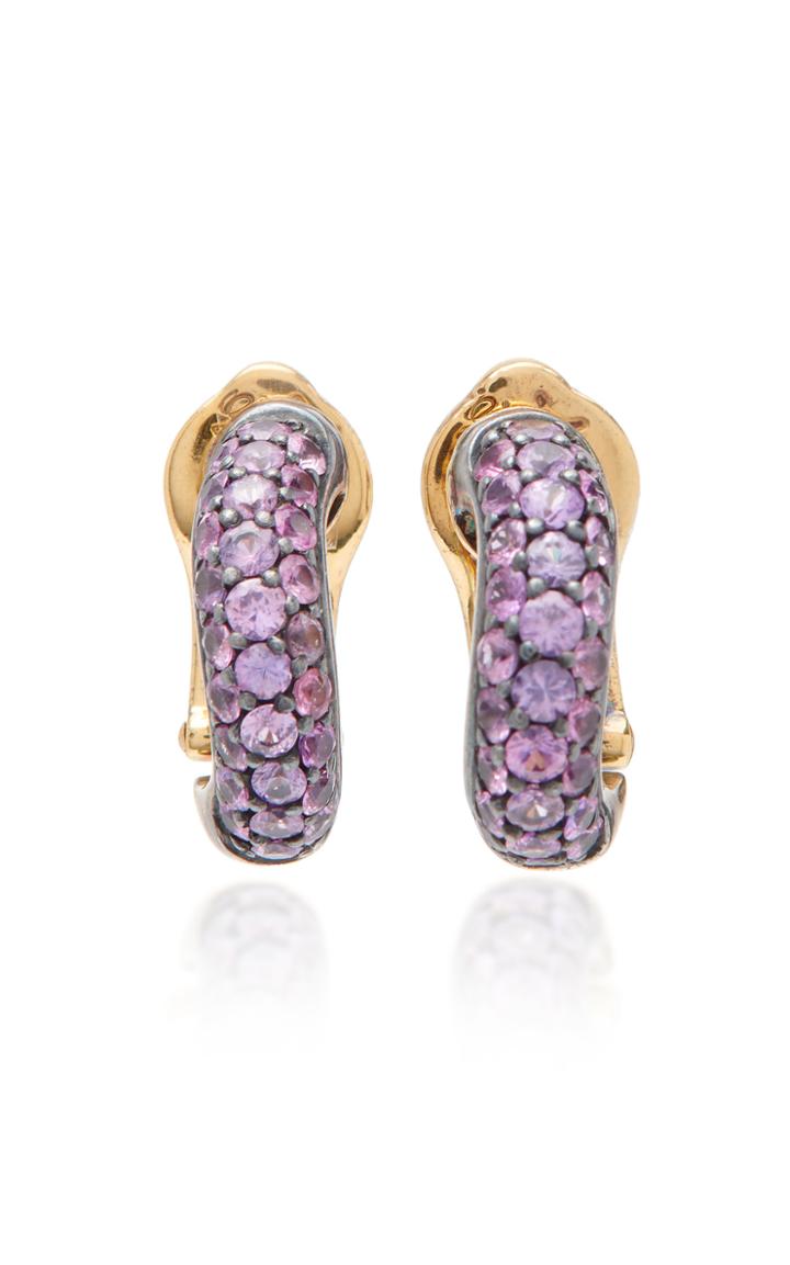 Moda Operandi Gioia 18k Gold And Purple Sapphire Earrings
