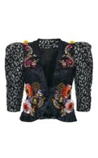 Dolce & Gabbana Metallic Leopard Jacquard Cropped Jacket